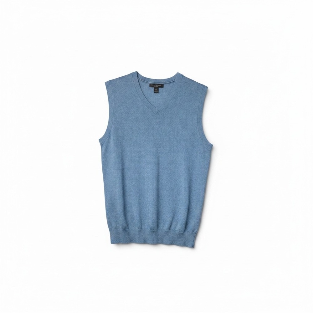 Banana Republic Men's M Luxury Blend Sweater Vest Silk Cotton Cashmere Blue NWT